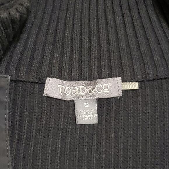 Toad&co Mens Emmett 1/4 Zip Pullover Sweater Black Organic Cotton Sz Small - Picture 6 of 12